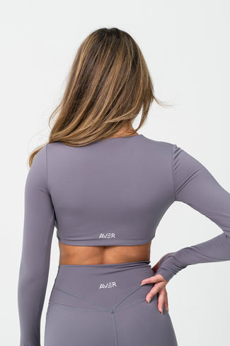 Serene Long Sleeve Crop - Steel