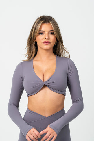 Serene Long Sleeve Crop - Steel