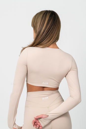 Serene Long Sleeve Crop - Almond