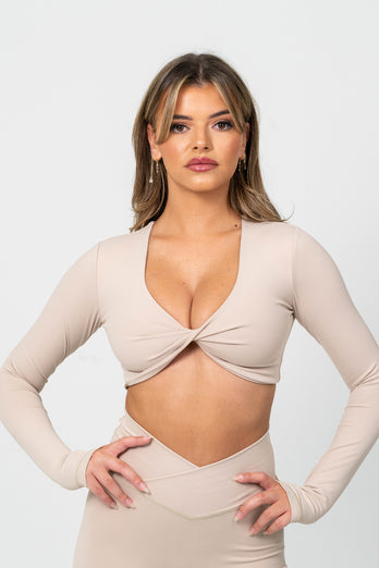 Serene Long Sleeve Crop - Almond
