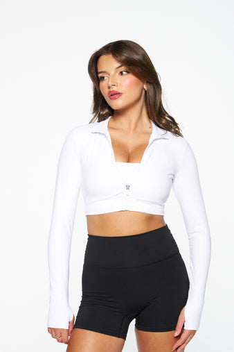 Crop Zip Jacket - White
