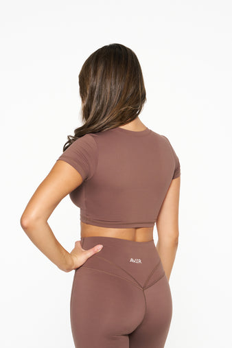 Essential Crop Tee - Chocolate