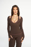Natalia V Neck Long Sleeve - Mocha & Chocolate