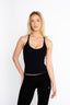 Carly Racer Back Singlet, Ribbed - Black
