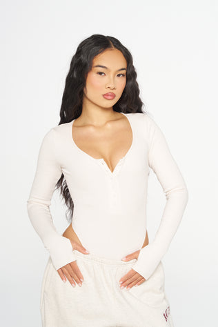 Hailey Ribbed Bodysuit - Cream