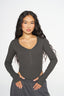 Hailey Ribbed Bodysuit - Charcoal