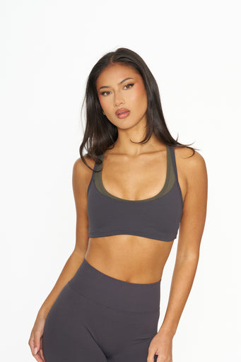 Aleesha Crop - Charcoal/Khaki