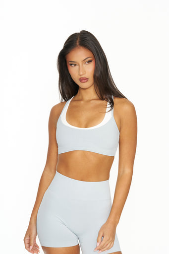 Aleesha Crop - Glacier Blue/White
