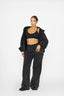 Embossed Zip Up Hoodie - Washed Black