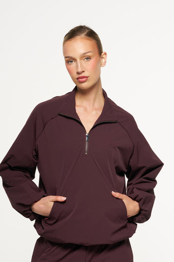 Legacy Spray Quarter Zip Jumper - Wine