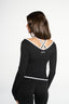 Natalia V Neck Long Sleeve - Midnight & White