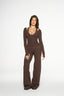 Natalia V Neck Long Sleeve - Mocha & Chocolate