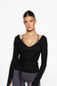 Natalia V Neck Tie Top - Black
