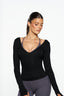 Natalia V Neck Tie Top - Black
