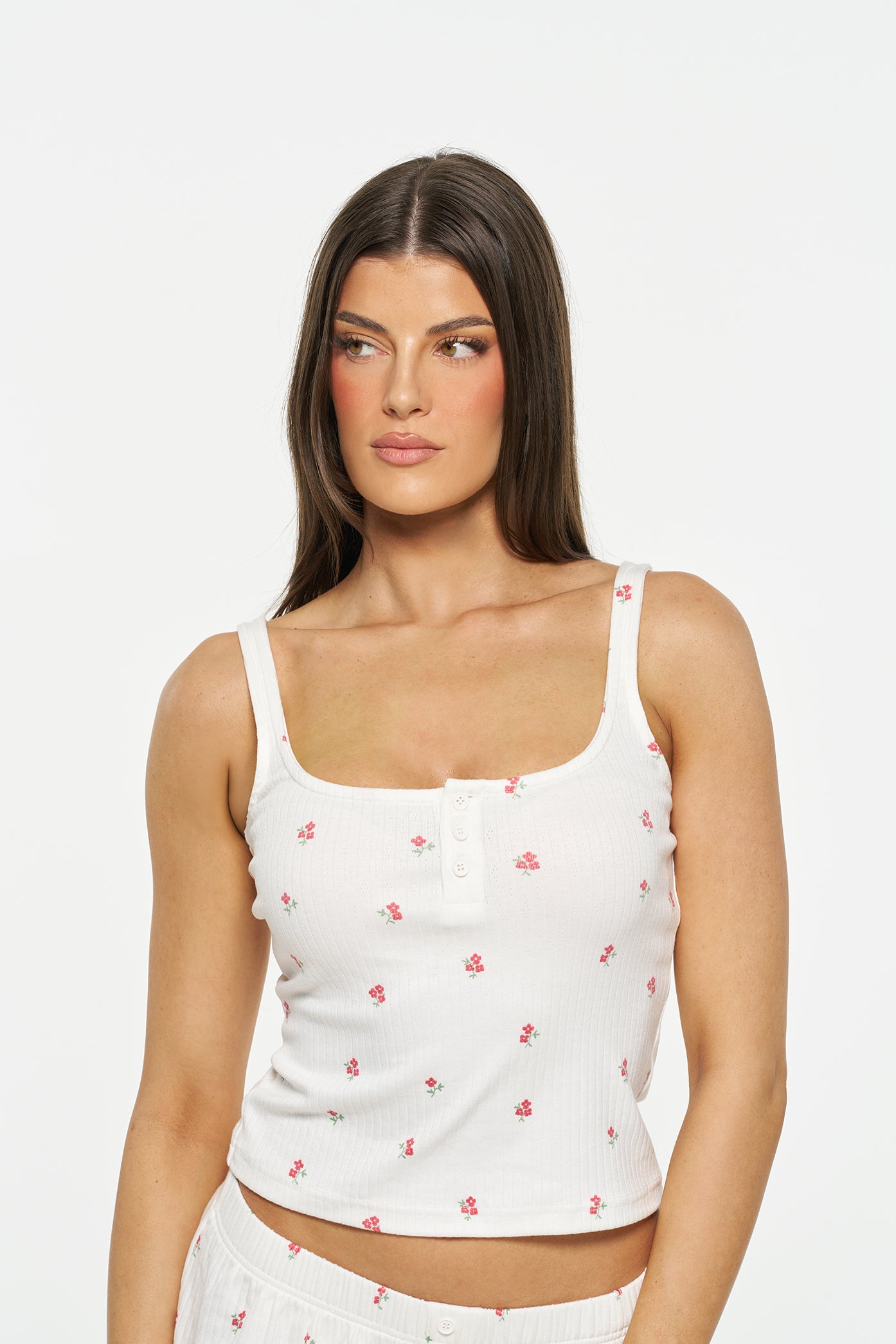 Pointelle Pyjama Singlet - Raspberry Rosette