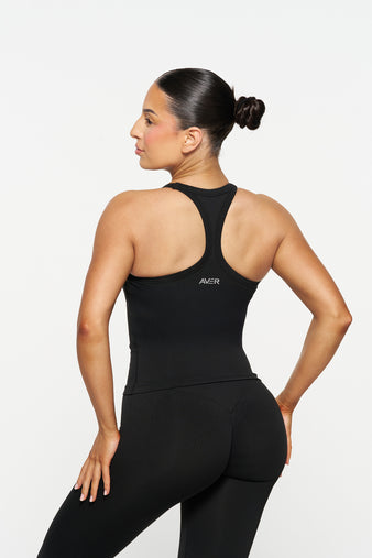 Carly Racer Back Singlet, Seamflex® - Black