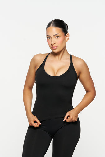 Carly Racer Back Singlet, Seamflex® - Black