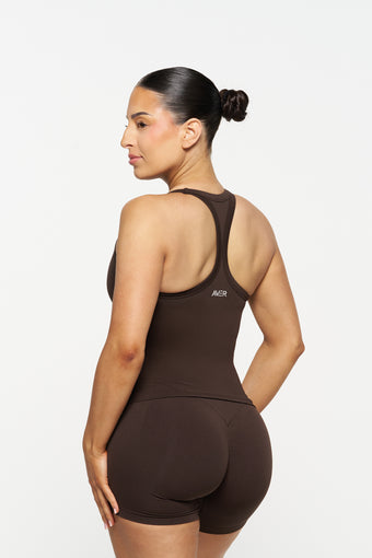Carly Racer Back Singlet, Seamflex® - Espresso