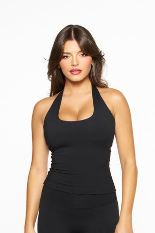 Candice Halter Neck Singlet - Midnight