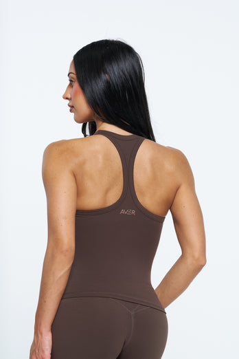 Carly Racer Back Singlet - Mocha