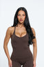 Carly Racer Back Singlet - Mocha