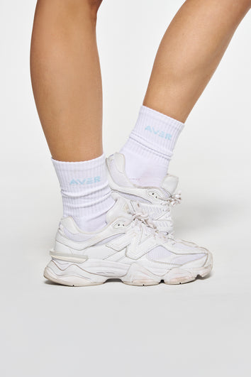 Aver® Logo Socks - White/Baby Blue