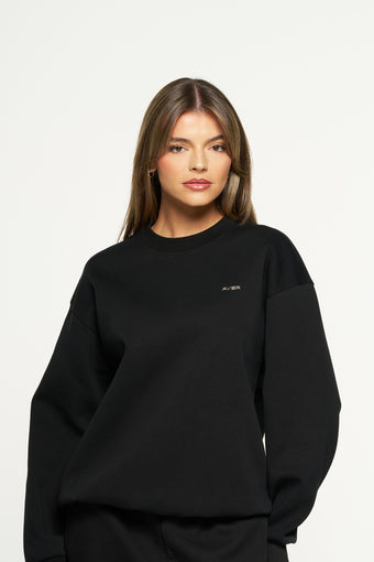 Chrome Crew Neck Jumper - Black