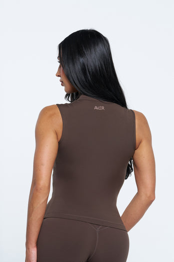 Nia Zip Up Vest - Mocha
