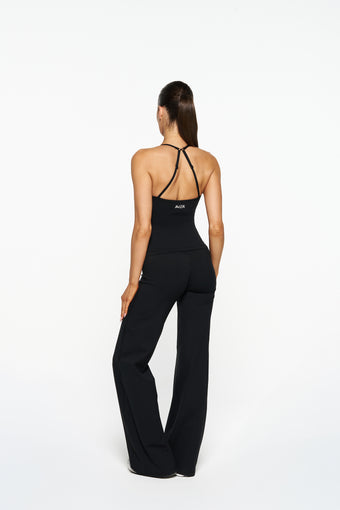 V Front Wide Leg Pants - Midnight