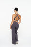 V Front Wide Leg Pants - Slate Grey