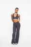 V Front Wide Leg Pants - Slate Grey