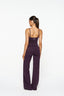 V Front Wide Leg Pants - Plum