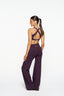 V Front Wide Leg Pants - Plum