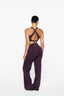 V Front Wide Leg Pants - Plum
