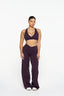 V Front Wide Leg Pants - Plum