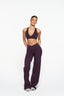 V Front Wide Leg Pants - Plum